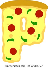 Pizza Letter Alphabet Vector P
