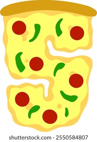 Letra de pizza alfabeto Vector S