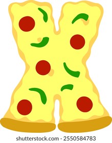 Pizza Letter Alphabet Vector X