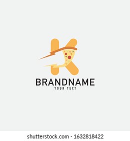 pizza letter K logo design, logo concept of letter K eats pizza slices