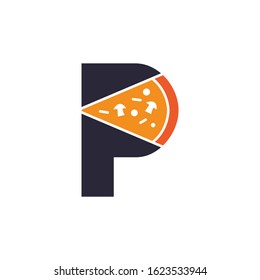 pizza letter P logo design, logo design of letter P with pizza slices