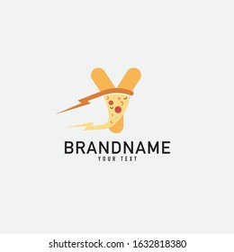 pizza letter Y logo design, logo concept of letter Y eats pizza slices