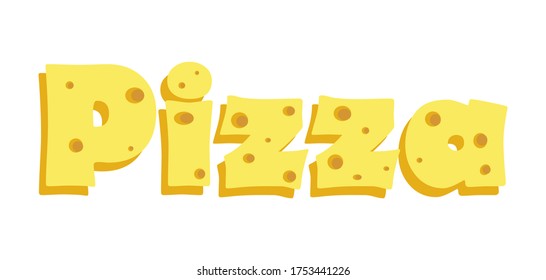 Pizza lettering logo concept. Vector color isolated illustration.