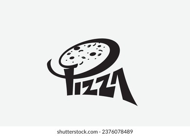 pizza lettering logo. pizza logo template with a combination of pizza lettering and a pizza on the letter P