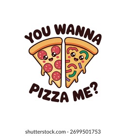 Pizza and lettering vector illustration