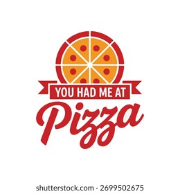 Ilustración vectorial de pizza y letras