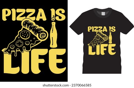 La pizza es vida, la tipografía de la camiseta de Pizza y el diseño gráfico de la camiseta. Este diseño también es ideal para los niños que aman la pizza. diseño de camisetas de pizza Cómpralo como regalo para tu hijo, hija, sobrino o sobrina.