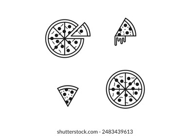 Pizza Line Art Icon Vektorgrafik Set