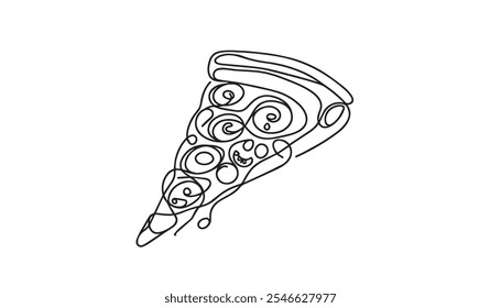 Pizza line art vector black and white background