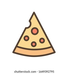 pizza line and fill style icon design, Eat food restaurant menu dinner lunch cooking and meal theme Vector illustration