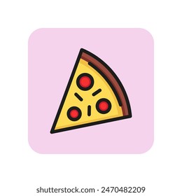 Pizza line icon. Cheese, slice, pepperoni. Food concept. Can be used for topics like Italian cuisine, menu, restaurant.