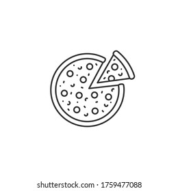 Pizza line icon with editable stroke. Simple outline food symbol. Vector illustration.