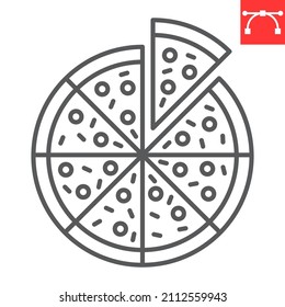 Pizza line icon, junk food and italian, pizza slice vector icon, vector graphics, editable stroke outline sign, eps 10.