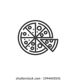 Pizza line icon. linear style sign for mobile concept and web design. Italian pizza outline vector icon. Symbol, logo illustration. Vector graphics