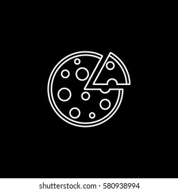 Pizza Line Icon On Black Background