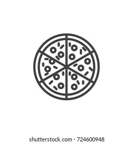 Pizza line icon, outline vector sign, linear style pictogram isolated on white. Symbol, logo illustration. Editable stroke