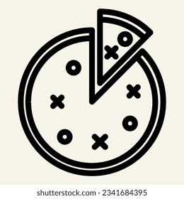Pizza line icon. Round pizza vector illustration isolated on white. Fast food outline style designed for and app. Eps 10.