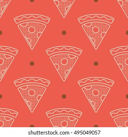 Pizza line icon seamless pattern with dotted and pastel color