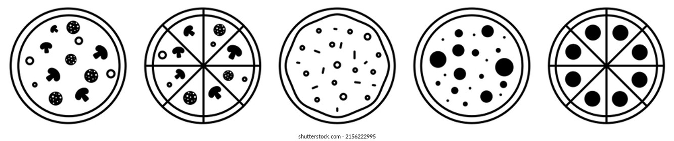 Pizza line icon set. Vector illustration isolated on white background
