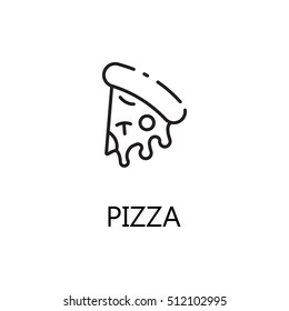 Pizza Line Icon. Single High Quality Symbol Of Fast Food For Web Design Or Mobile App. Thin Line Signs Of Pizza For Design Logo, Visit Card, Etc. Outline Pictogram Of Pizza. 
