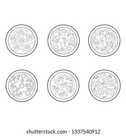 Pizza in line sketch art style. Vector illustration.