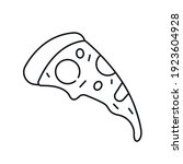 Pizza linear icon. Prepared food. Italian origin dish. Junk foods. Thin line customizable illustration. Contour symbol. Vector isolated outline drawing. Editable stroke