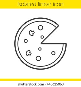Pizza linear icon. Thin line illustration. Pizzeria contour symbol. Vector isolated outline drawing