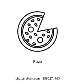 Pizza linear icon vector on white background. Food black icon illustration
