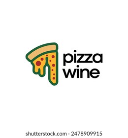 pizza logo and and abstract wine bottle vector for restaurant identity