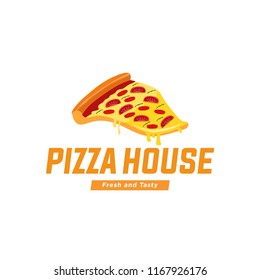 pizza logo, badges, banners, emblem for fast food restaurant. Vector illustration. 