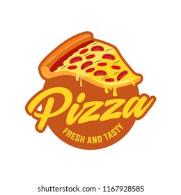 pizza logo, badges, banners, emblem for fast food restaurant. Vector illustration. 