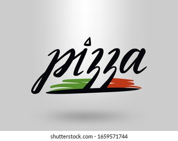 Pizza logo with cap chef. Design template.