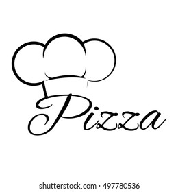 Pizza logo with cap chef. Design template.
