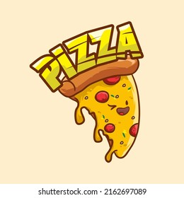 Pizza Logo Cartoon Hand-drawn. Good for your element design or your logo. easy to change color, layered file. grouping color. easy to change text or remove. avaliable vector file EPS8