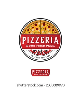 Pizza Logo Circular Emblem Half Slice Stock Vector (Royalty Free ...