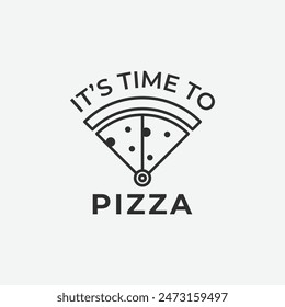 pizza logo with clock icon design