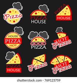 Pizza logo. Collection labels for menu design restaurant or pizzeria. Vector icons