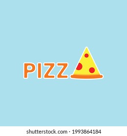Pizza  Logo Concept. Food Logotype. Yellow, Orange, Blue and Brown. Logo, Icon, Symbol and Sign