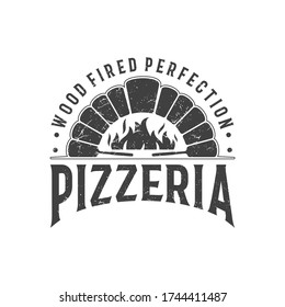 Pizza Logo, Creative Firewood Oven and Wood fired Concept Logo Design Template