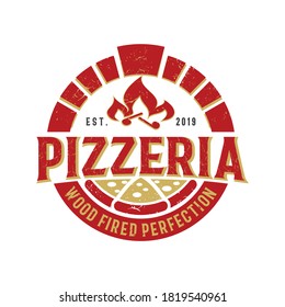 Pizza Logo, Creative Firewood Oven and Wood fired Concept Logo Design Template