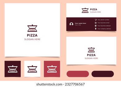 Pizza logo design with editable slogan. Branding book and business card template.