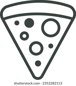 Pizza logo design. Food icon on white background. Cute snack outline illustration. Minimalistic black white colored symbol. Perfect for making business icons or stickers