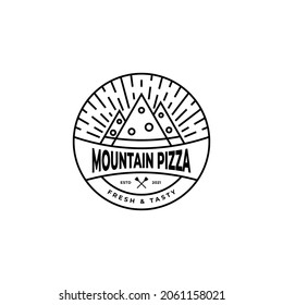 pizza logo design with mountain shape, suitable for pizzeria, pizza shop, cafe, etc