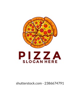 Pizza logo design restaurant food, Pizza Slice, restaurant, icons, Vector illustration template.