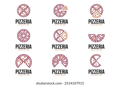 Projeto do logotipo da Pizza para o restaurante conjunto coleção vetor ilustração modelo ideia