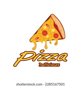 pizza logo design template illustration vector