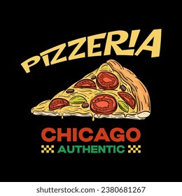 Pizza logo design template isolated. Retro Pizza logo vector. Hand drawn vintage Pizza logo emblem