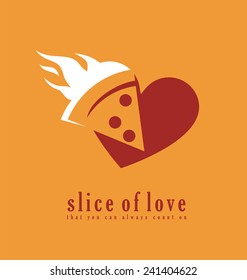 Pizza logo design template. Pizzeria symbol creative concept. Slice of love that you always count on.