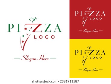 Pizza logo design template set