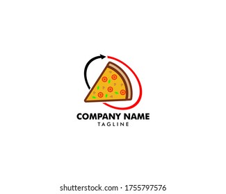 Pizza Logo Design Vector, Pizza Delivery Logo Illustration, Pizza 24 Hours Logo